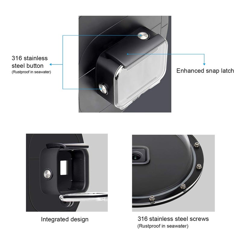 SOONSUN Dome Port for GoPro Hero 8 Black, 147 Feet Underwater Dome Lens with Waterproof Housing Case, Floating Hand Grip, Trigger for Underwater Photography - Image 5